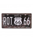Klub ścienny garaż USA Vintage Metal malarstwo tabliczka emaliowana plakietki emaliowane Route 66 numer samochodu tablica rejest