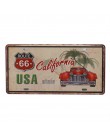 Klub ścienny garaż USA Vintage Metal malarstwo tabliczka emaliowana plakietki emaliowane Route 66 numer samochodu tablica rejest