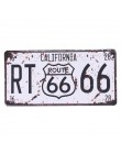 Klub ścienny garaż USA Vintage Metal malarstwo tabliczka emaliowana plakietki emaliowane Route 66 numer samochodu tablica rejest