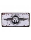 Klub ścienny garaż USA Vintage Metal malarstwo tabliczka emaliowana plakietki emaliowane Route 66 numer samochodu tablica rejest