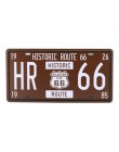 Klub ścienny garaż USA Vintage Metal malarstwo tabliczka emaliowana plakietki emaliowane Route 66 numer samochodu tablica rejest
