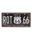 Klub ścienny garaż USA Vintage Metal malarstwo tabliczka emaliowana plakietki emaliowane Route 66 numer samochodu tablica rejest