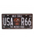 Klub ścienny garaż USA Vintage Metal malarstwo tabliczka emaliowana plakietki emaliowane Route 66 numer samochodu tablica rejest