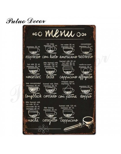 Znak kawy Vintage metalowa plakietka z napisem metalowa klasyczna ściana Decor na kuchenna kawa Bar Cafe retro znak z cyny metal