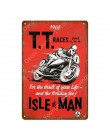 TT Isle Of Man metalowy plakat Retro wyścigi motocyklowe tablica ścienna artystyczny obraz płyta Pub Bar garaż Home Decor Vintag