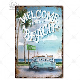 Plakietka plakietka z napisem metalowa plakietka letnia metalowa płytka ścienna do baru plażowego dom na plaży Surf Club dekorac