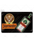 Jagermeister metalowy znak znaki blaszane metalowa płytka tablica metalowa Vintage Pub Bar człowiek jaskinia dekoracje ścienne