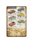 Amerykański autobus ciężarowy samochód metalowa tablica Vintage znaki blaszane Pub Bar dekoracja do garażu Hot Rod plakat dekora
