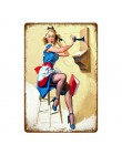 Retro Vintage Home Decor garaż metalowe tabliczki pin up dziewczyna plakat samochód motocykl samolot samolot z Sexy Lady naklejk