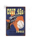 Pistolety Vintage znak puszka tablica metalowa Vintage Retro metalowy znak dekoracje ścienne dla człowieka jaskinia pistolet skl