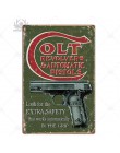 Pistolety Vintage znak puszka tablica metalowa Vintage Retro metalowy znak dekoracje ścienne dla człowieka jaskinia pistolet skl