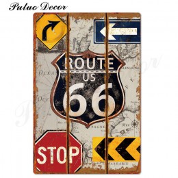 Route 66 znak blaszany Vintage metalowy znak plakietka metalowa Vintage Retro garaż dekoracje ścienne dla Bar Pub Club Man jaski