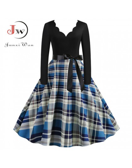 Czarna duża huśtawka drukuj Vintage sukienka świąteczna damska zimowa Casual z długim rękawem V Neck Sexy przyjęcie noworoczne s