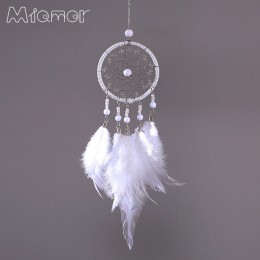 MIAMOR mały różowy i biały Dreamcatcher & Wind Chimes wisiorek do samochodu i wystroju domu i ściany wiszące łapacz snów Regalo 