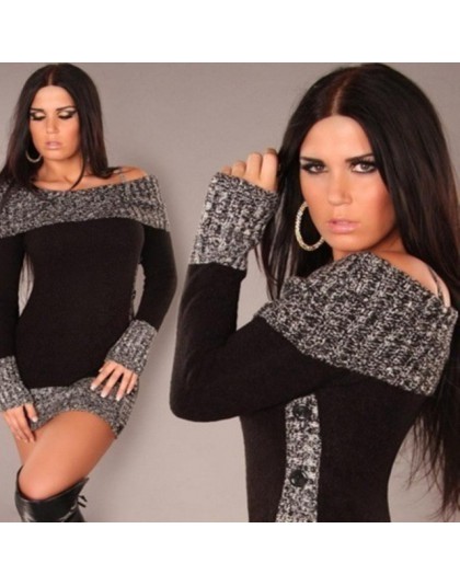 Seksowny szlachetny sweter damski głęboki dekolt długi sweter 2019 jesienno-zimowy nowy jednolity, w stylu basic moda z dzianiny