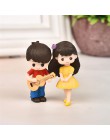 1 para śliczne miłośników para figurki miniaturowe rzemiosło z gitarą Ornament bajki wystrój ogrodu akcesoria do dekoracji domu