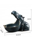 VILEAD 22cm żywica Hippo figurki brelok pulpit dekoracji akcesoria do domu ganek pilot zdalnego sterowania przechowywania zwierz