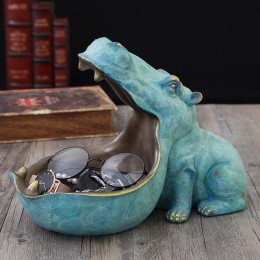 VILEAD 22cm żywica Hippo figurki brelok pulpit dekoracji akcesoria do domu ganek pilot zdalnego sterowania przechowywania zwierz