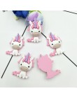 10 sztuk Cartoon jednorożec Flatback akcesoria żywica DIY Scrapbooking