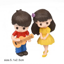 1 para śliczne miłośników para figurki miniaturowe rzemiosło z gitarą Ornament bajki wystrój ogrodu akcesoria do dekoracji domu