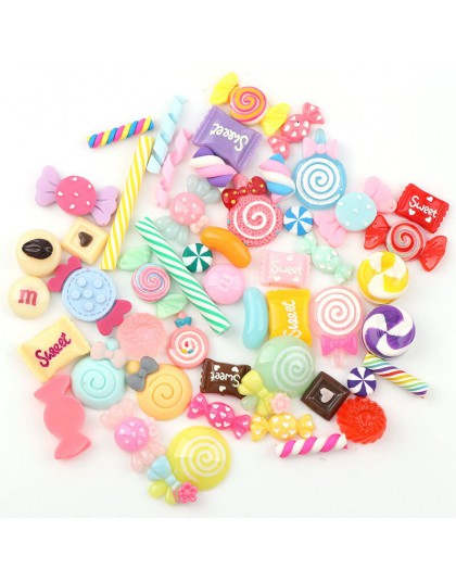 30 sztuk/partia Mix kolory projekt Cabochons mieszkanie powrót żywica brokat pastelowe konfetti cukierki żywica dla dzieci DIY o