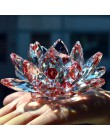 80mm kwarcowy rękodzieło, kryształ, kwiat lotosu szklany przycisk do papieru feng shui ozdoby figurki Home dekoracje weselne pre