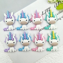 10 sztuk Cartoon jednorożec Flatback akcesoria żywica DIY Scrapbooking