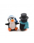 4 sztuk/zestaw DIY rzemiosło Mini zima pingwin miniaturowa figurka boże narodzenie figurki dla Fairy Garden gnomy mech do terrar