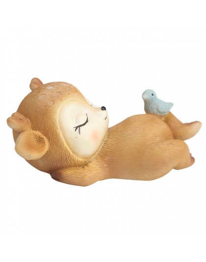 Śpiące dziecko Deer statua Mini 3D Deer figurka rzemiosło żywiczne dekoracja dla domu ogród samochód stół ornament dekoracyjny p