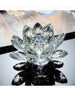 80mm kwarcowy rękodzieło, kryształ, kwiat lotosu szklany przycisk do papieru feng shui ozdoby figurki Home dekoracje weselne pre