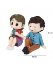 1 zestaw miłośników Sweety para krzesło figurki baśniowe miniaturki do ogrodu Gnome Moss prezent na walentynki rzemiosło żywiczn