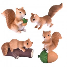 4 sztuk/zestaw piękny Model rodziny wiewiórka Cartoon figurka zwierzątko domek dla lalek ciasto Home Decor miniaturowa bajkowa d