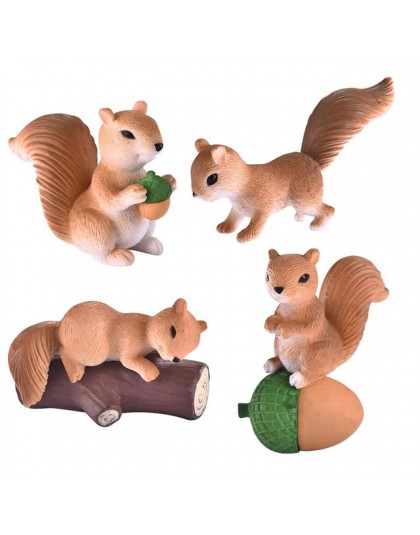 4 sztuk/zestaw piękny Model rodziny wiewiórka Cartoon figurka zwierzątko domek dla lalek ciasto Home Decor miniaturowa bajkowa d