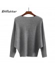 BHflutter sweter kobiety głęboki dekolt dzianiny zimowe swetry topy kobieta Batwing Cashmere swetry na co dzień Jumper Pull Femm