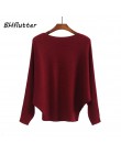 BHflutter sweter kobiety głęboki dekolt dzianiny zimowe swetry topy kobieta Batwing Cashmere swetry na co dzień Jumper Pull Femm