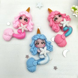 10 sztuk/partia nowy kawaii flatback żywica jednorożec syrenka księżniczka cabochons akcesoria symulowane polimeru gliny cartoon
