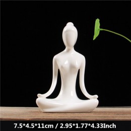 VILEAD 12 style białe ceramiczne figurki jogi Ename joga miniatury streszczenie Yog Stattues Yoj figurki Vintage Home Decor