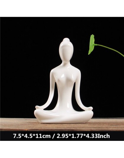 VILEAD 12 style białe ceramiczne figurki jogi Ename joga miniatury streszczenie Yog Stattues Yoj figurki Vintage Home Decor