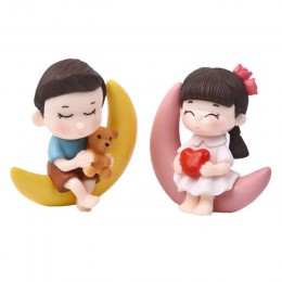 2 sztuk/zestaw New Arrival księżyc para pcv romantyczny figurki rzemiosła dekoracyjne ozdoby dla Bonsai dekoracje na stół