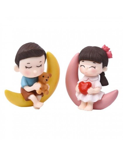 2 sztuk/zestaw New Arrival księżyc para pcv romantyczny figurki rzemiosła dekoracyjne ozdoby dla Bonsai dekoracje na stół