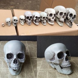 Dekoracyjny Model czaszki sztuczne tworzywo sztuczne straszny czaszka szkielet z horroru Halloween rekwizyty do dekoracji Party 