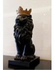 Czarna korona posąg lwa ozdoby rękodzieła ozdoby choinkowe dla domowa rzeźba escultura akcesoria do dekoracji wnętrz