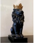 Czarna korona posąg lwa ozdoby rękodzieła ozdoby choinkowe dla domowa rzeźba escultura akcesoria do dekoracji wnętrz