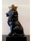 Czarna korona posąg lwa ozdoby rękodzieła ozdoby choinkowe dla domowa rzeźba escultura akcesoria do dekoracji wnętrz