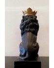 Czarna korona posąg lwa ozdoby rękodzieła ozdoby choinkowe dla domowa rzeźba escultura akcesoria do dekoracji wnętrz