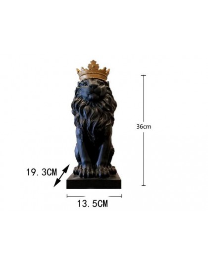 Czarna korona posąg lwa ozdoby rękodzieła ozdoby choinkowe dla domowa rzeźba escultura akcesoria do dekoracji wnętrz