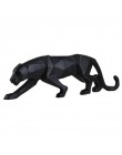 Nowoczesny abstrakcyjny rzeźby z czarnej pantery geometryczne żywica Leopard statua Wildlife Decor prezent ornament do rękodzieł