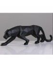 Nowoczesny abstrakcyjny rzeźby z czarnej pantery geometryczne żywica Leopard statua Wildlife Decor prezent ornament do rękodzieł
