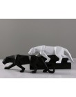 Nowoczesny abstrakcyjny rzeźby z czarnej pantery geometryczne żywica Leopard statua Wildlife Decor prezent ornament do rękodzieł
