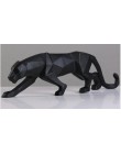 Nowoczesny abstrakcyjny rzeźby z czarnej pantery geometryczne żywica Leopard statua Wildlife Decor prezent ornament do rękodzieł